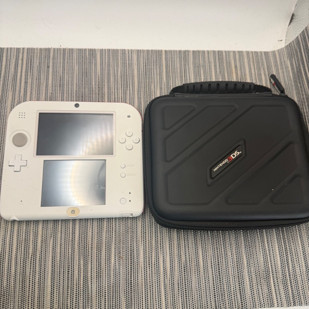 Nintendo 2DS Console White Red Handheld System with Official 3DS Carrying Case